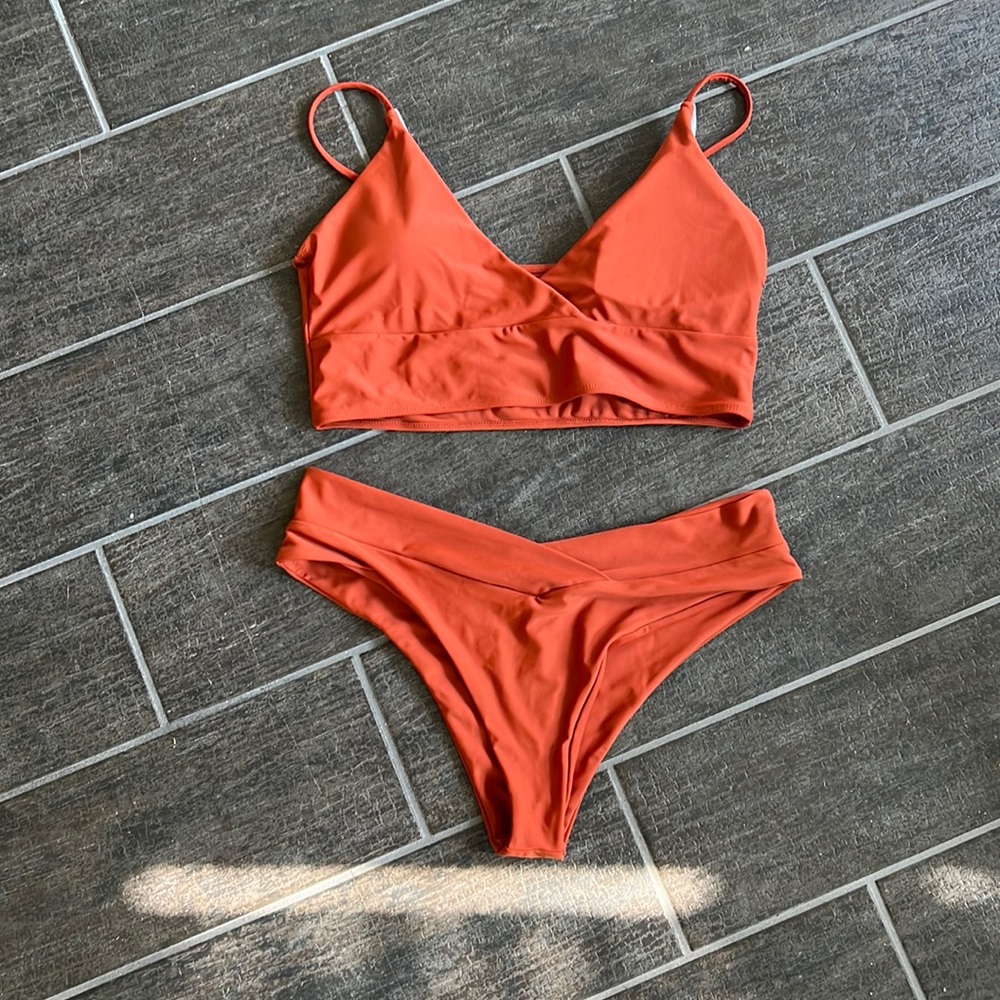 Solid Spaghetti Strap Bikini Swimsuit